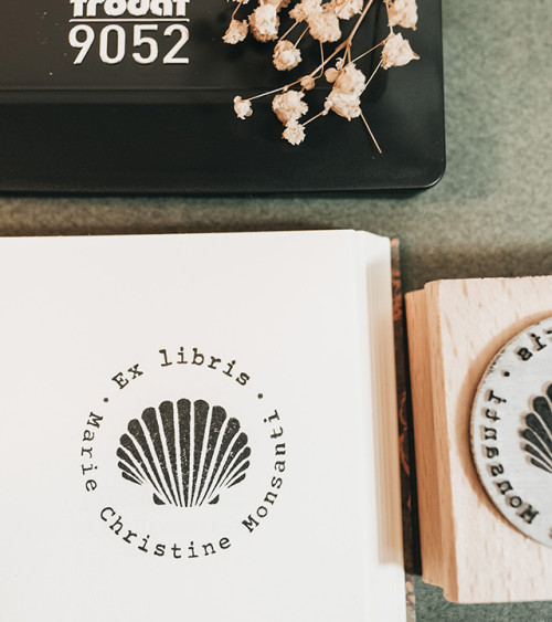 Tampon en Bois Ex-libris modèle "Coquille"