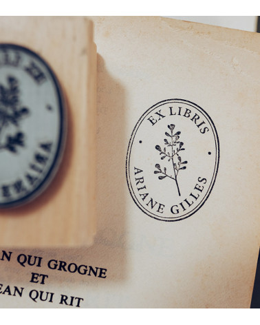 Tampon en Bois Ex-libris "Brindille"