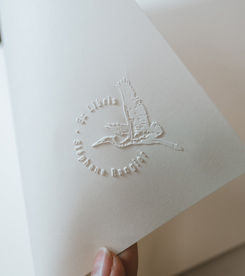 Timbre à sec Ex-libris modèle "Héron"