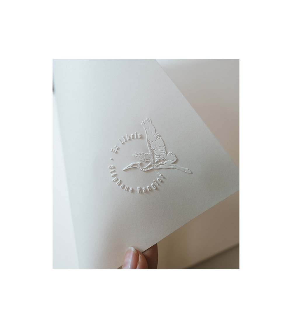 Timbre à sec Ex-libris modèle "Héron"