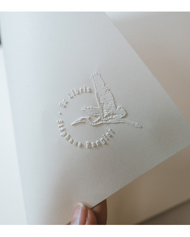 Timbre à sec Ex-libris modèle "Héron"