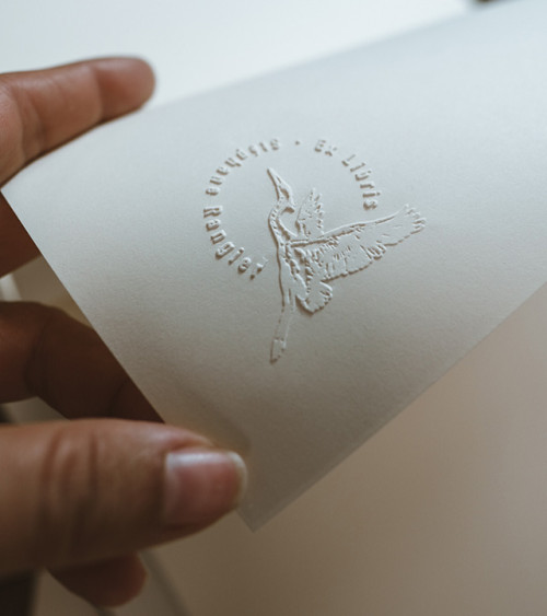 Timbre à sec Ex-libris modèle "Héron"