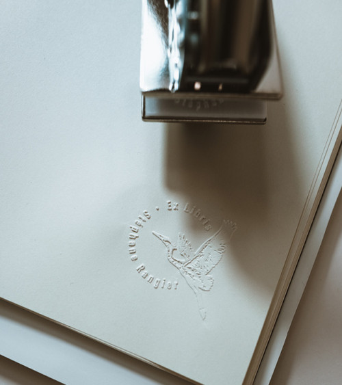 Timbre à sec Ex-libris modèle "Héron"