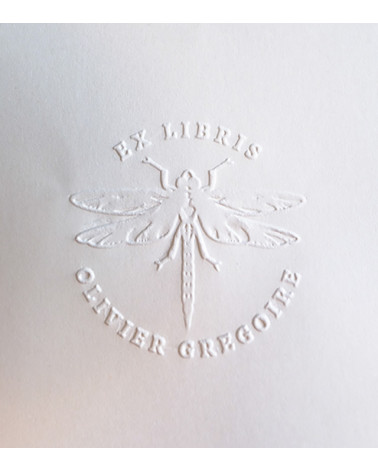 Timbre à sec ex-libris modèle "Libellule"
